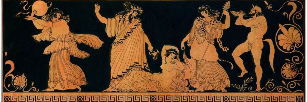 Бог Дионис фрески - чернофигурная вазопись древней Греции
