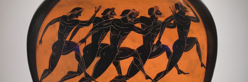 олимпийцы бегут. Чернофигурная вазопись древней Греции