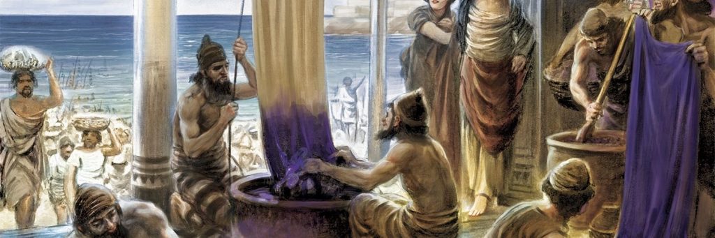 окрашивание тканей пурпуром вручную в древнем мире хананеи