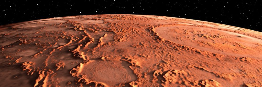 Поверхность планеты Марс вид сверху