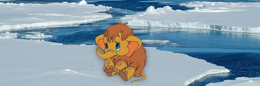 Мамонтёнок на льдине из мультфильма "Мама для Мамонтёнка."
