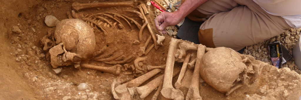 человеческие останки в ходе археологических раскопок