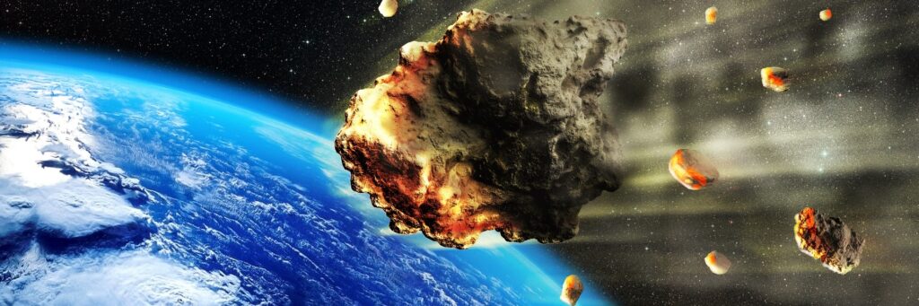 Астероид. Метеорит падает на землю