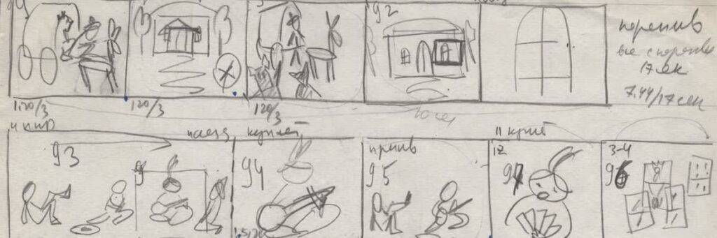 Раскадровка мультфильма Бременские музыканты