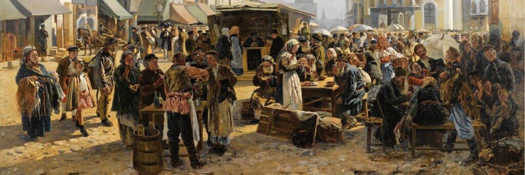 В. Маковский. Толкучий рынок в Москве. 1879