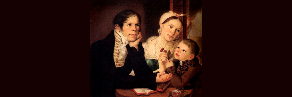 Яков Колокольников-Воронин. Автопортрет с женой и сыном, 1820-е