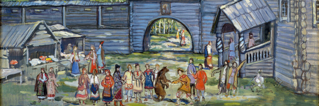 Фрагмент эскиза декорации Ильи Глазунова "Малый Китеж", 1983 г