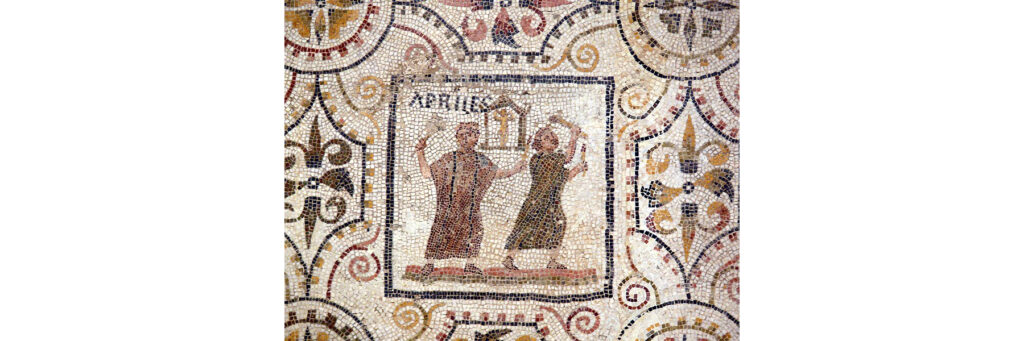 Древнеримская мозаика с изображением юного месяца апреля