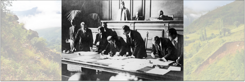 Подписание Лозаннского договора во Дворце Румин, Лозанна, Швейцария, 24 июля 1923 года. 