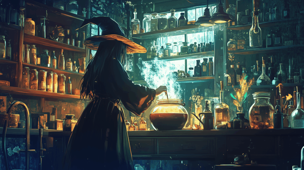 Ведьма, котел, зелье